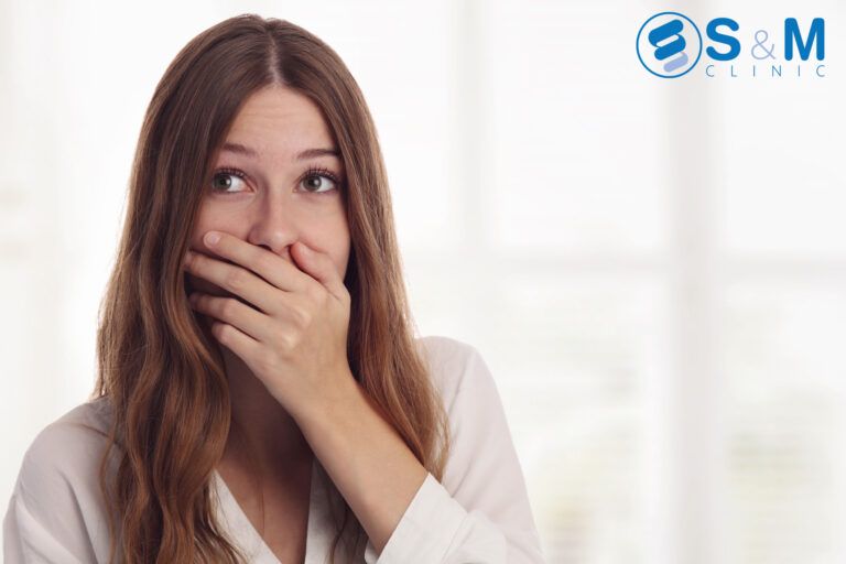 Playful, Surprised, Shy Young Woman Hiding Her Face Laughing Timid.